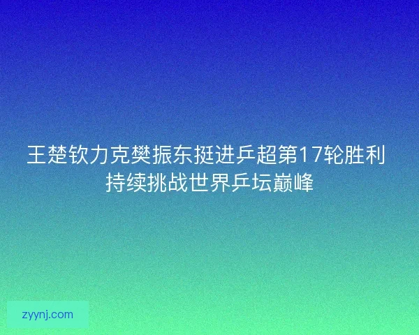 王楚钦力克樊振东挺进乒超第17轮胜利 持续挑战世界乒坛巅峰